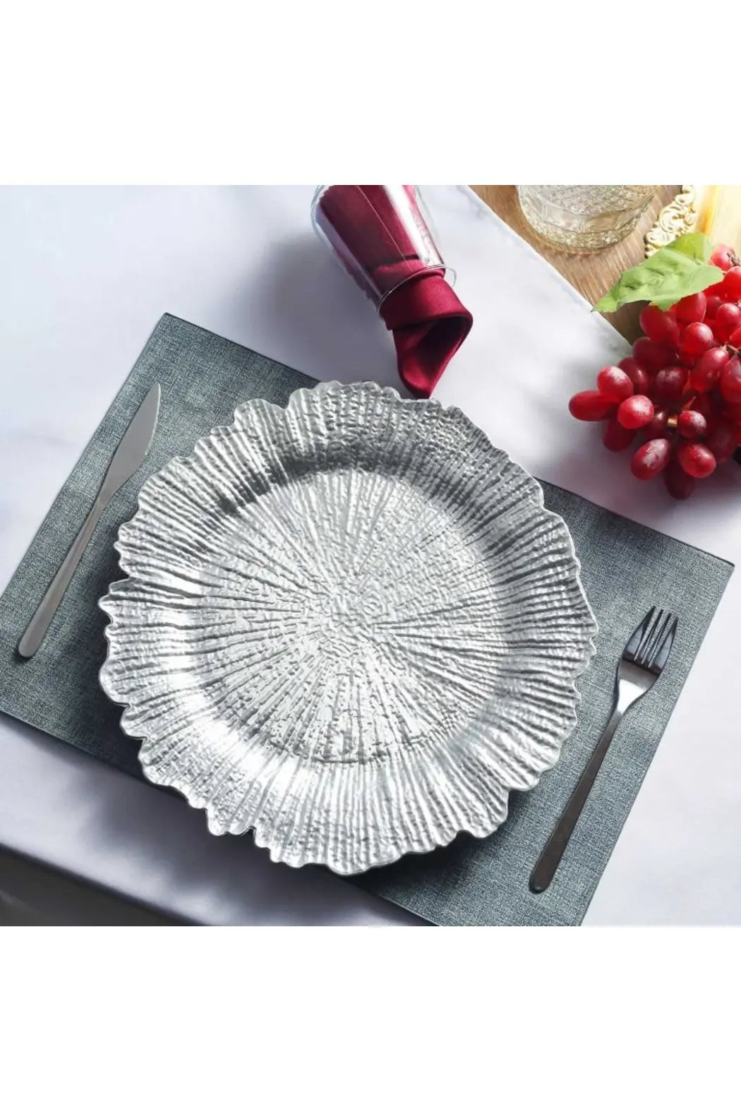 Silver Reef Acrylic Charger Dinner Plates - Set Of 6