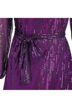 Load image into Gallery viewer, Purple Sequin Dress With Belt - XXL
