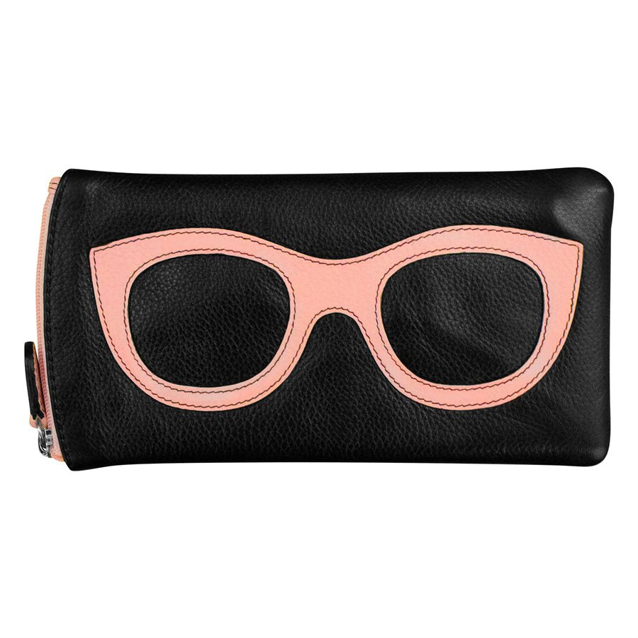 Leather Eyeglass Case Black/Pink