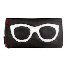 Load image into Gallery viewer, Leather Eyeglass Case Black/White/Red
