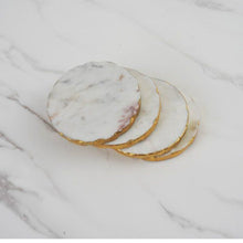 Load image into Gallery viewer, White Marble Coasters W/Gold Set of 4

