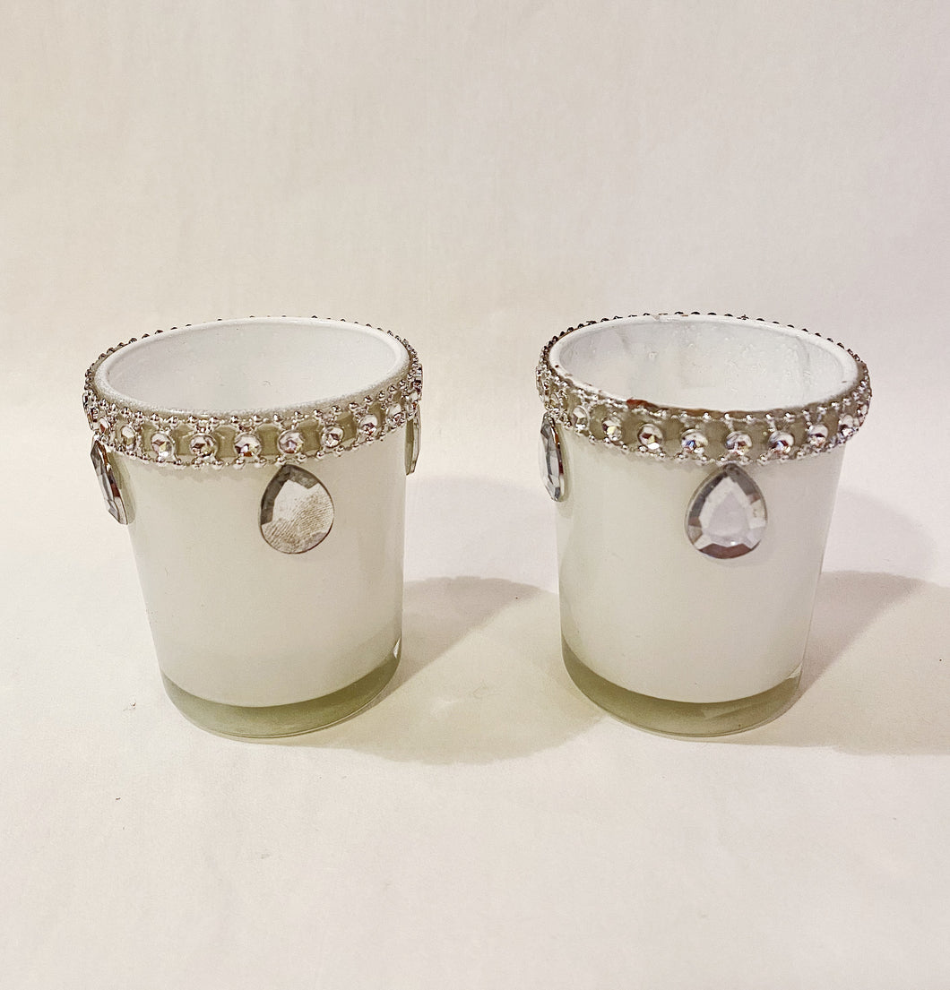 White Jeweled Votive