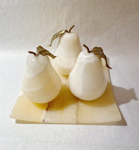 White Marble Pears On Cream Tray