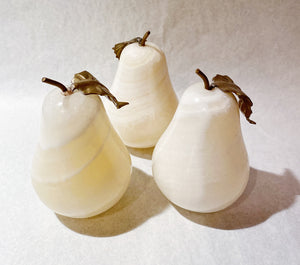 White Marble Pears On Cream Tray