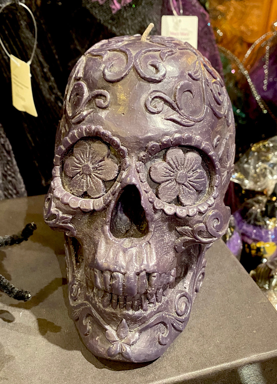 Floral Skull Candle