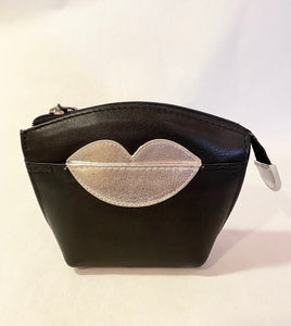 Silver Lips Leather Coin Purse