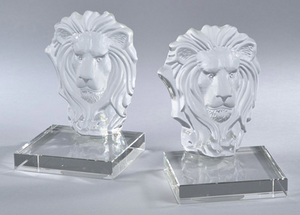 Crystal Lion Bookends
