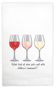 “What Kind Of Wine Pairs Well With Children’s Homework” Kitchen Towel