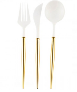 Sophistiplate White & Gold Bella Flatware