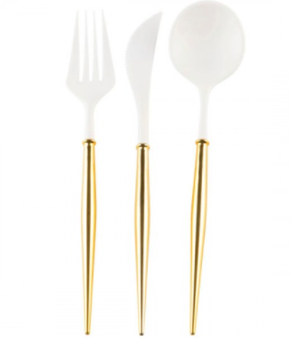 Sophistiplate White & Gold Bella Flatware