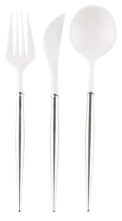 Sophistiplate White & Silver Bella Flatware