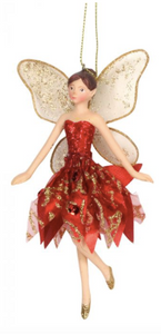 Red Shimmer Fairy Ornament