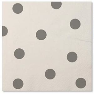 Polka Dot Silver Cocktail Napkins