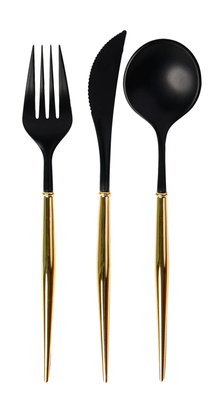 Sophistiplate Black & Gold Bella Flatware