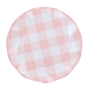 Pink Gingham Salad Plate