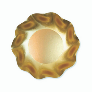 SATIN GOLD WAVY PAPER APPETIZER/DESSERT BOWLS/8PK